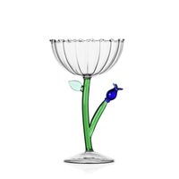 Optical Champagne Bowl Blue Flower